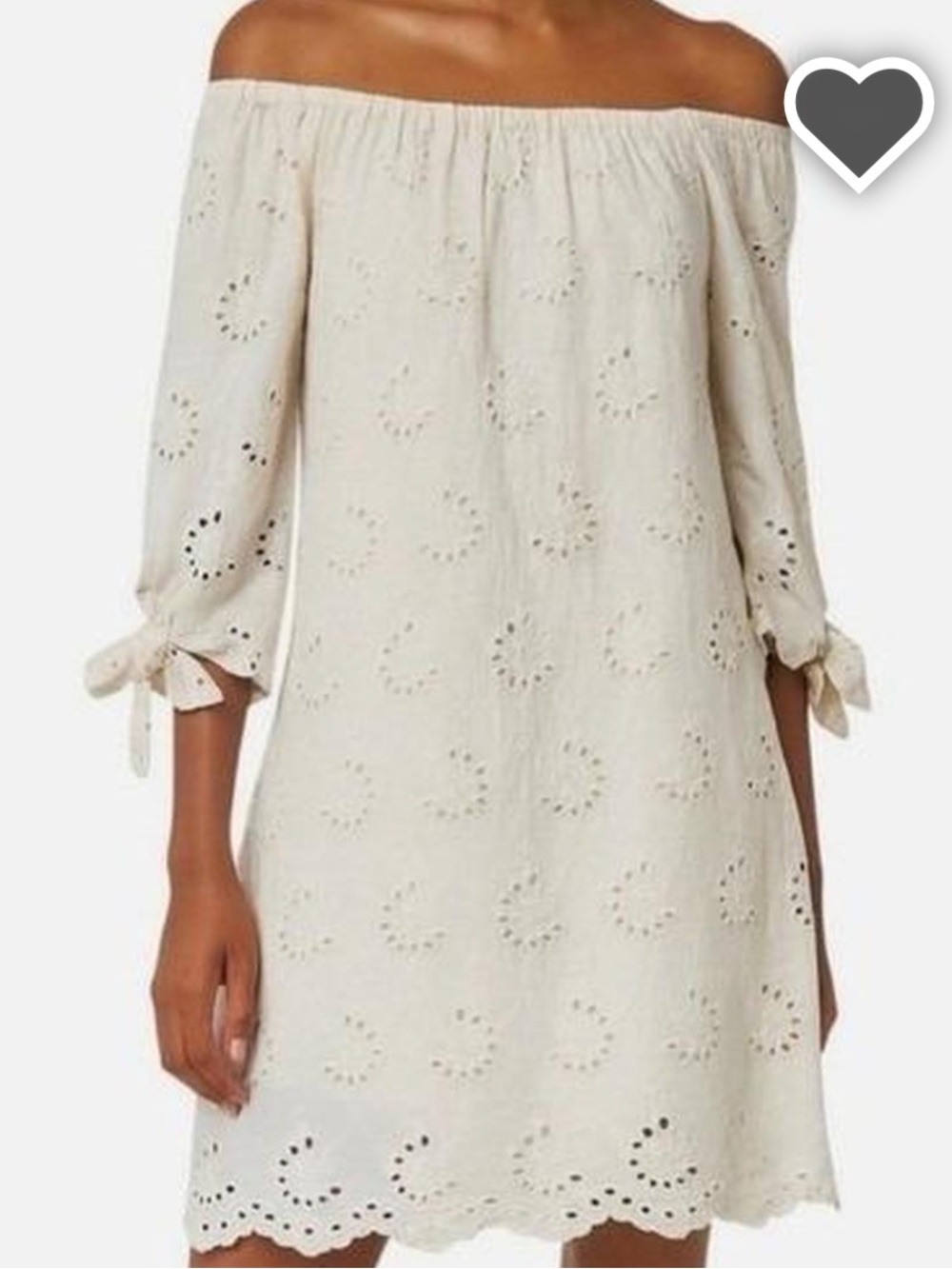 Valentina Naldi Ivory Timeless Off Shoulder Eyelet Shift Dress Size M